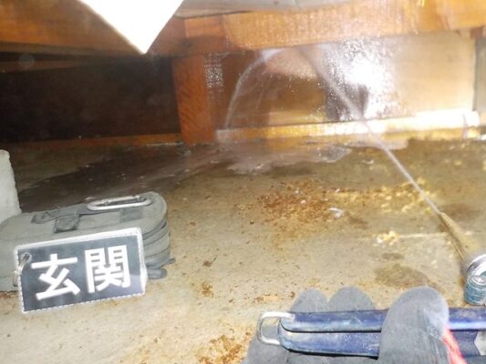 壁の中の木材がシロアリに食われてスカスカになっていました
