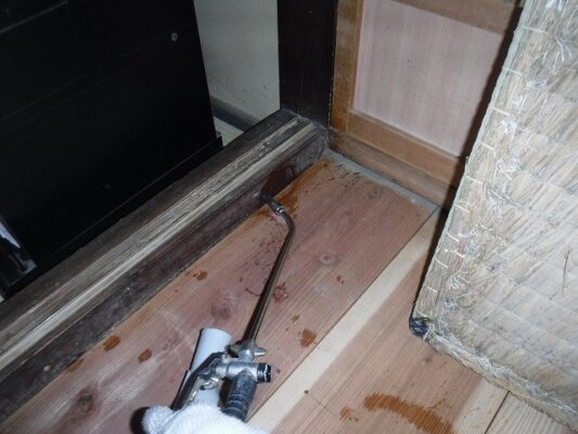 トイレの壁の下から羽アリが！急いでプロにお願いしました