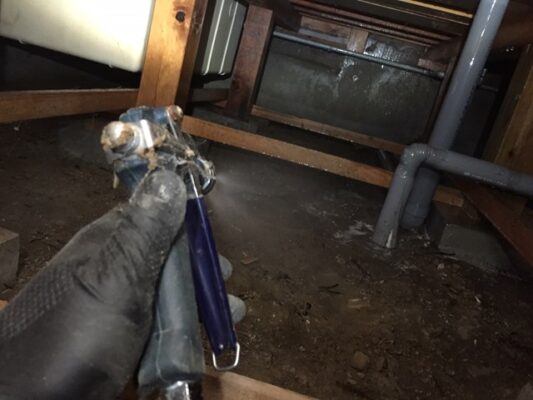 床下の一部にシロアリの痕跡がありました